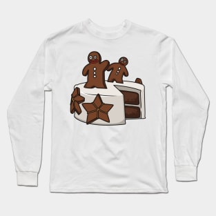 Gingerbread cake cartoon illustration Long Sleeve T-Shirt